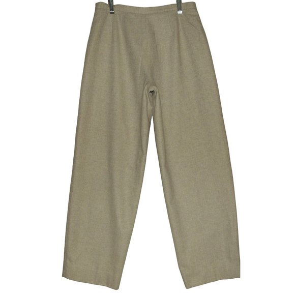 Liz Claiborne 14 Wool Blend Pants beige herringbone textured high rise dress pts - Picture 6 of 7